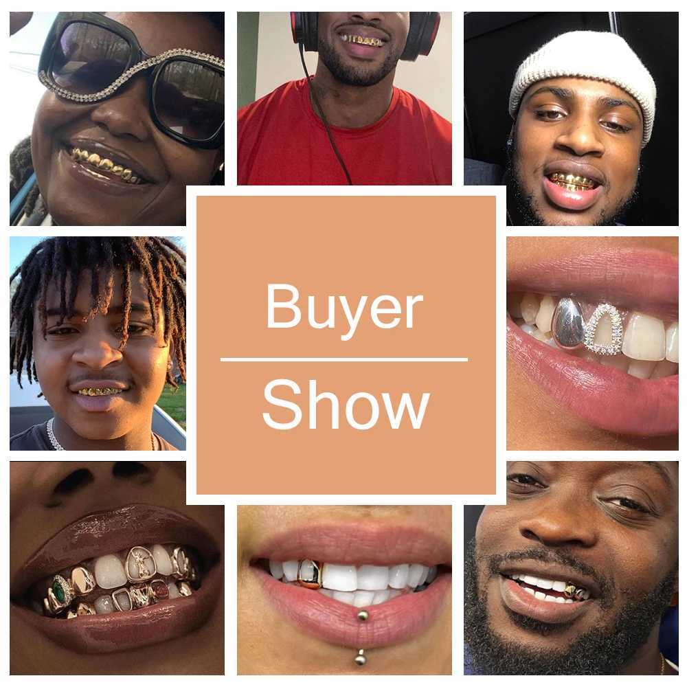 AOEDEJ 1 set of hip-hop teeth Grillz gold-plated teeth Grills rock teeth Grillz crystal teeth W250412