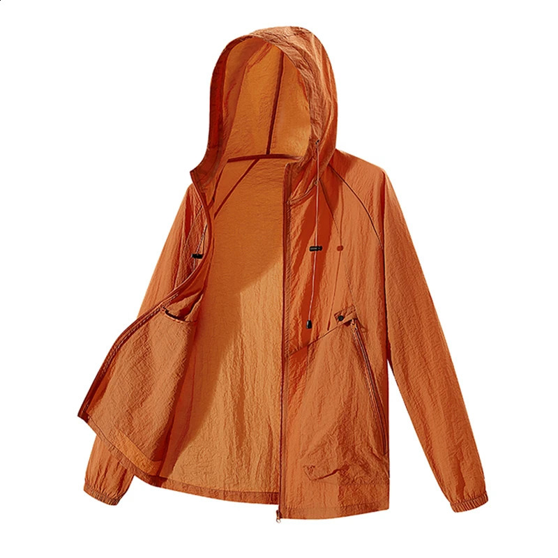Summer mens casual outdoor quick drying Uv light jacket lightweight sports horse riding fishing hooded skin ultra-thin breathable 250411