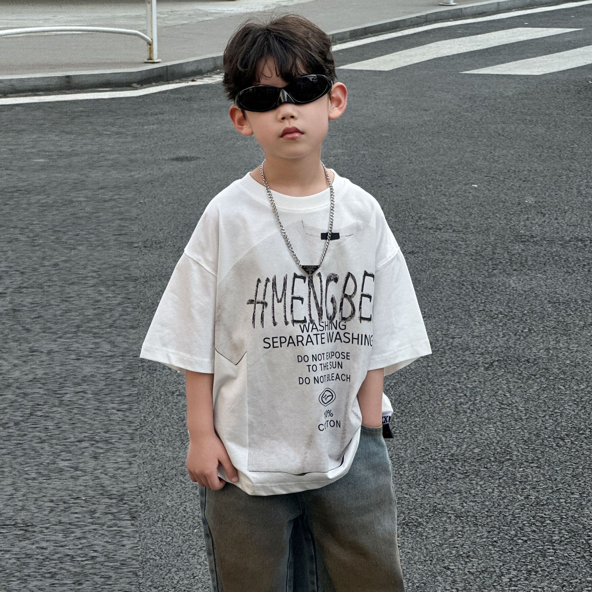 Ddmyshoesvip Boys Korean T Shirt New Style Children S Loose Short Sleeve Top Round Neck Summer Fashion For Small And Medium Sized Children