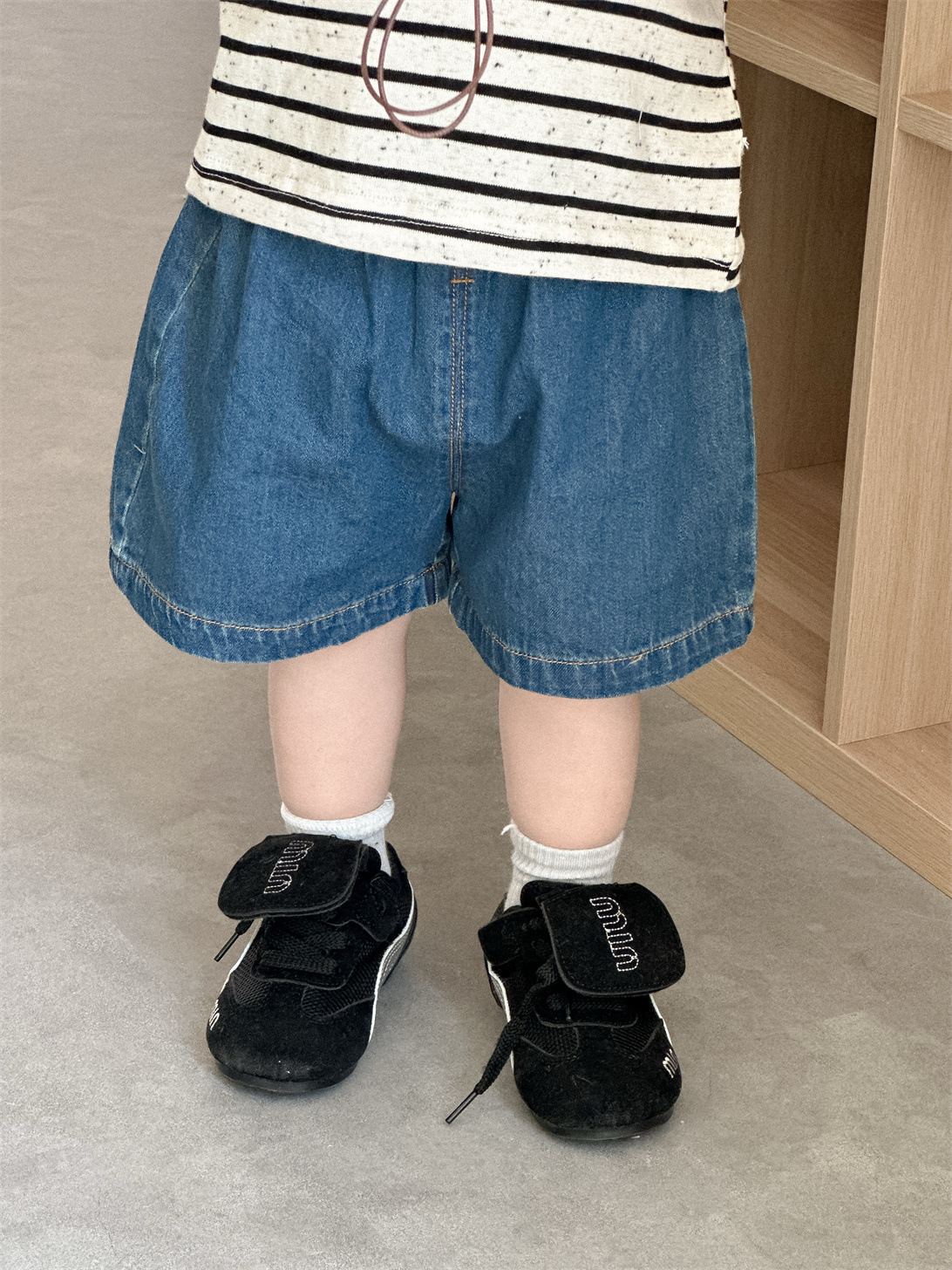 Ddmyshoesvip Boys Striped T Shirt Denim Shorts Set Thin Korean Version Baby Clothing Children S Summer Style
