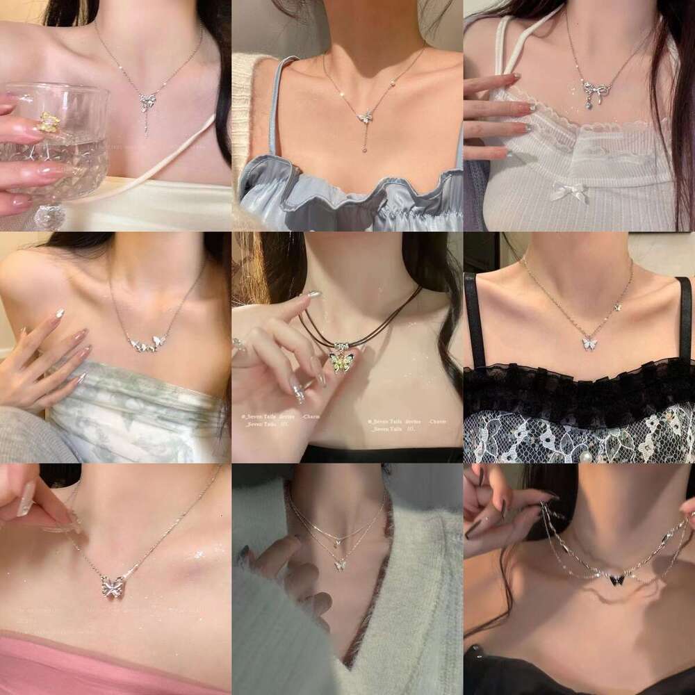 Niche design, temperament, butterfly fairy aura, sier necklace, collarbone chain, westernized personality, high-end feeg, sweet and cool accessory cha