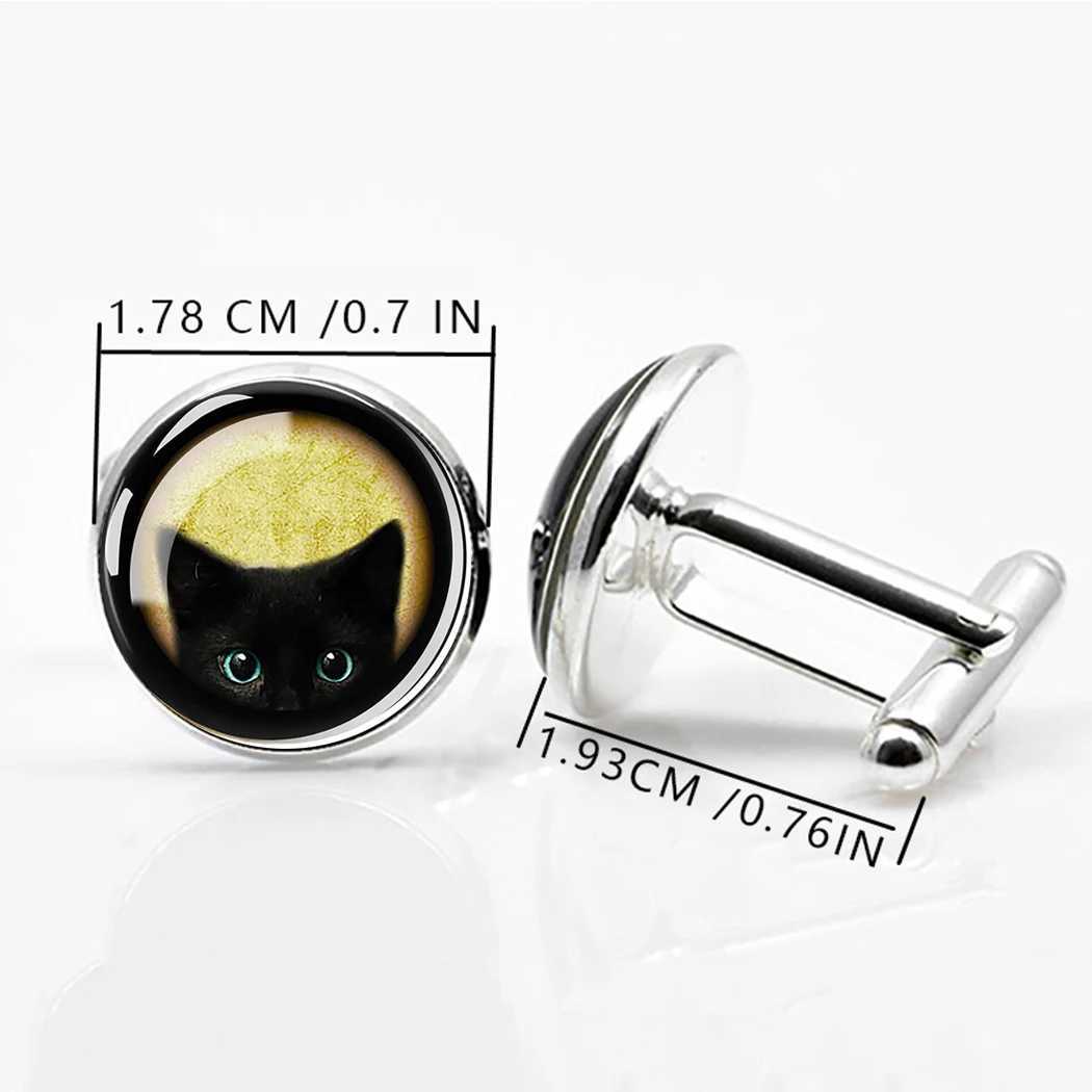 Black peeping kitten blue eyes cat cufflinks mens fashion cufflinks wedding cufflinks cat lover jewelryT250412