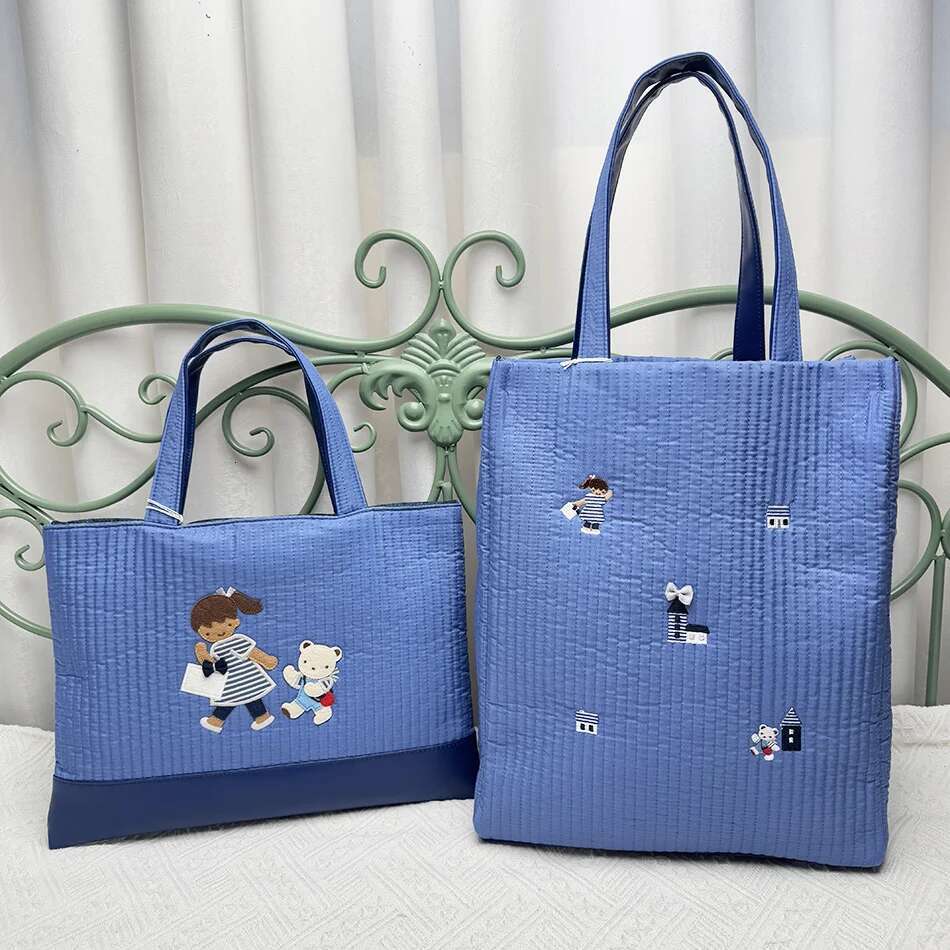 Kawaii Cute Cartoon Women Horizontal Square Handbag Cowboy Embroidery Bag Tote 780846