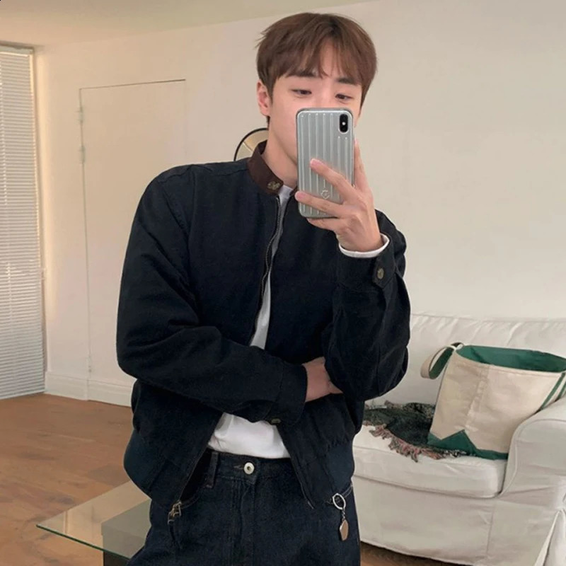 IEFB Contrast Color Mens Jacket Korean Stand Collar Loose Double sided Zipper Fashion Casual Jacket Spring Mens Jacket 9W780 250411