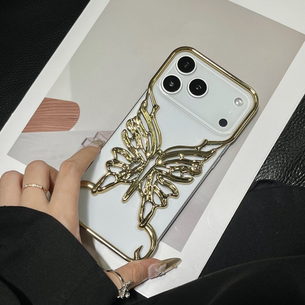 Frosted Borderless Butterfly Phone Case Compatible with iPhone 17/16 Pro Max Cartoon Protective Cover iPhone 15/14