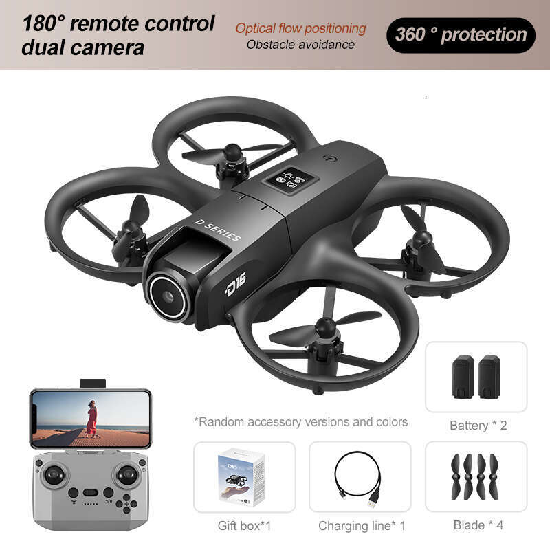 D16 SEREE 4K Adultos 2.4G Wifi Fpv Dual High-Definition Cameras Endurance Optical Flow Positioning LED Drone, Remote Control RC Quadcopter 360 ° 3D Fl
