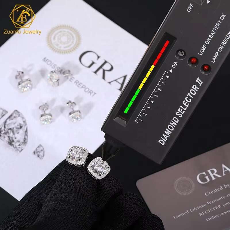 Dropshipping Square Shape 6.5mm 8mm Real Moissanite Earring Screw Back 1CT 2CT 925 Silver Ice Out Stud Earring for Women