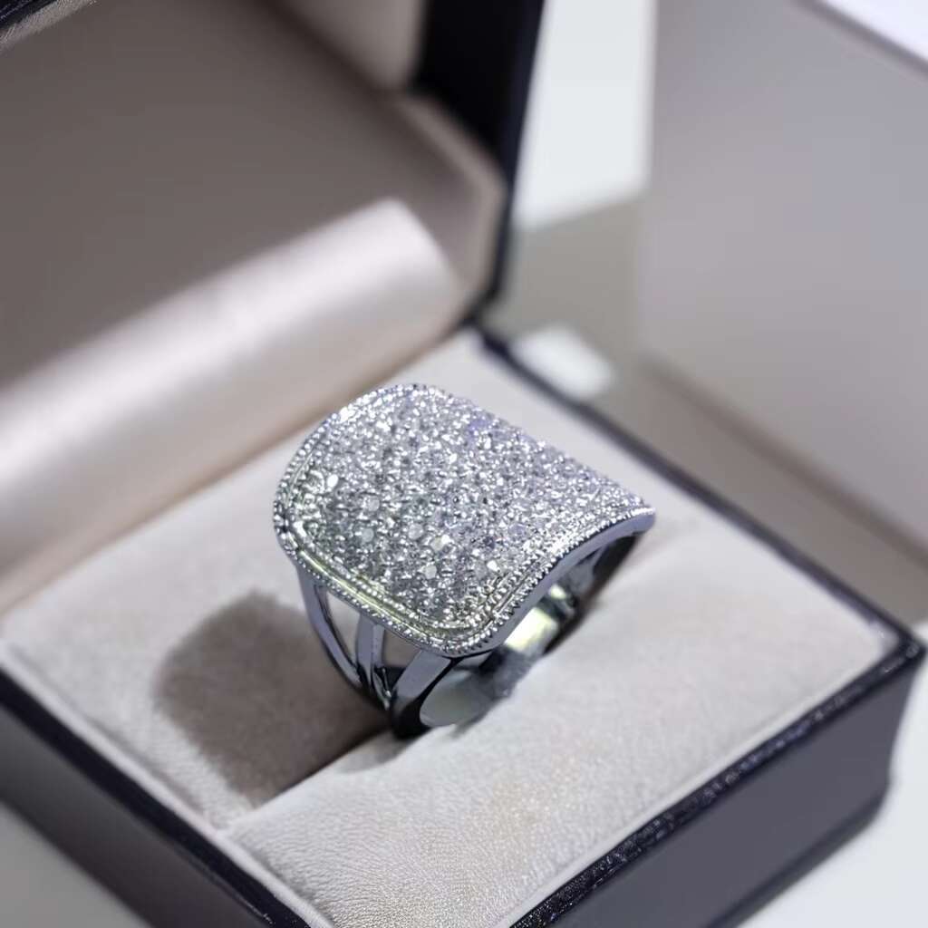 Large Square Design Iced Out Hip Hop Jewelry 925 Silver Moissanite Ring Unique Eternity Rings for Men Gold Ring Designs for Men