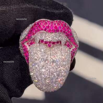 sier def vvs Hip Hop Jewelry Lab Dia custom hip hop colorful moissanite men's ring