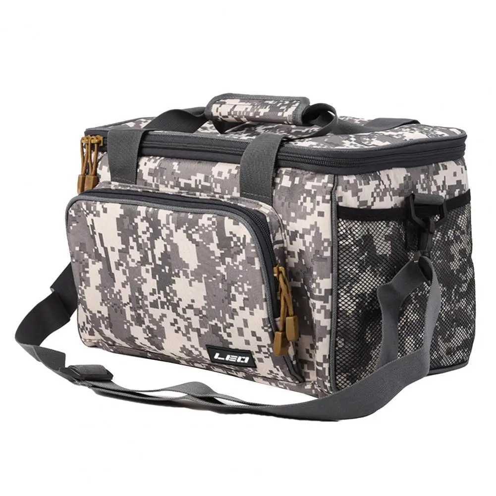 600D Canvas Travel Storage Bag Waterproof Fishing Tackle Shoulder Bag Fishing Gear Hard Lure Storage Bag Fishing Tool Bait Bag Z250411