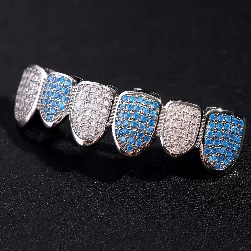Hip Hop Zircon Teeth Grilz Hip Hop 6/6 Top and Bottom Grill Dental Mouth Punk Tooth Hat Role Playing Party Halloween Costume W250412