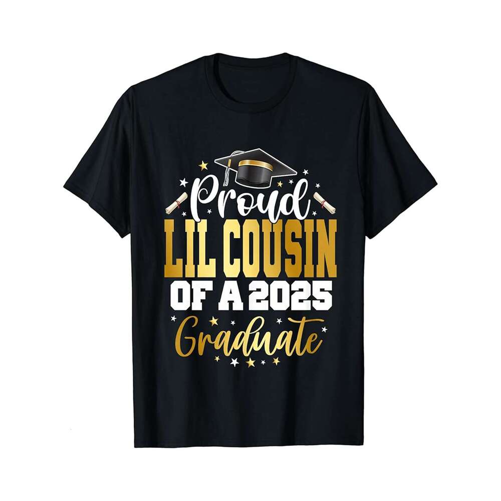 Designer T shirt Senior 2025 Proud Lil Cousin Of Graduate - 220g T shits