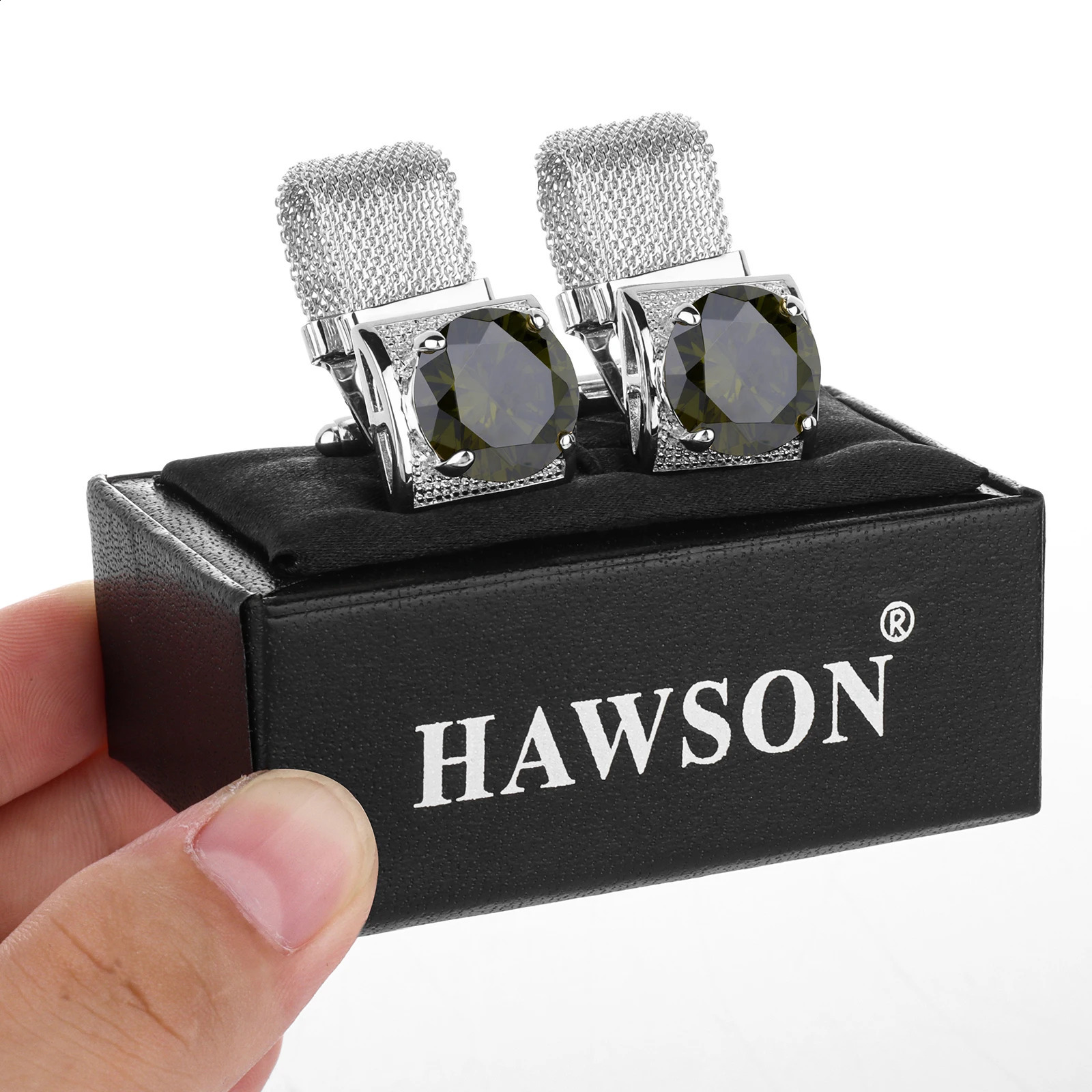 Heisen crystal mens cufflinks silver chain mens French shirt cufflinks wedding birthstone cufflinks gifts 250409