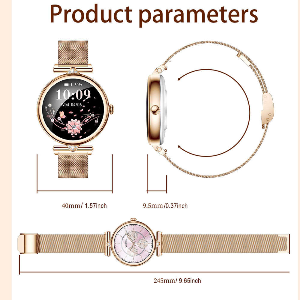 2024 Smart For Women Touch Screen Smartwatch Fitness Tracker with Call/Messaging, Music, Camera, Weather, Alarm, Sleep Monitoring - 1.28-inch Display,