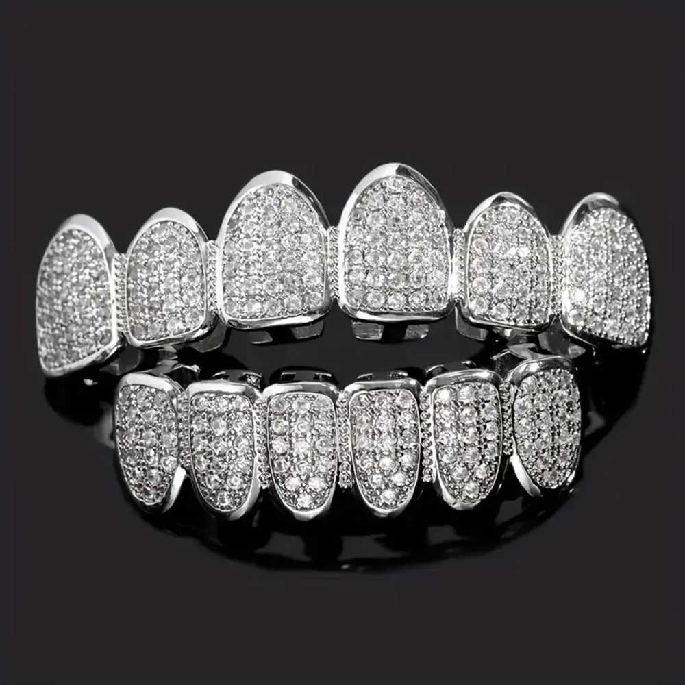 Teeth Grilz Set for Neutral Top Bottom Oral Silver Teeth Grill Teeth Cover Removable Teeth Fashion Body Jewelry W250412