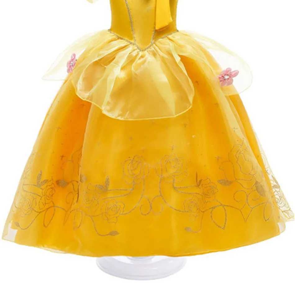 Disney Girl Bell Dress Up Sleeveless Flower Childrens Party Princess Costume Childrens Beauty and Beast Halloween Carnival CostumeXJ250411