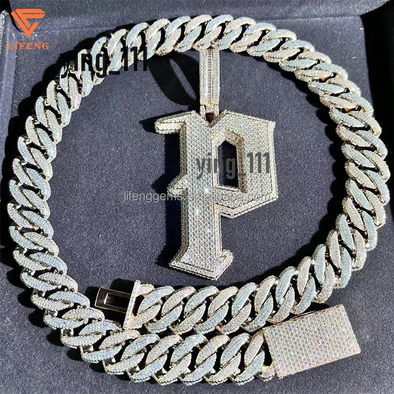 18mm Vvs Moissanite Chilled Diamond Chain Silver Necklace 925 Sterling Mens Miami Cuban
