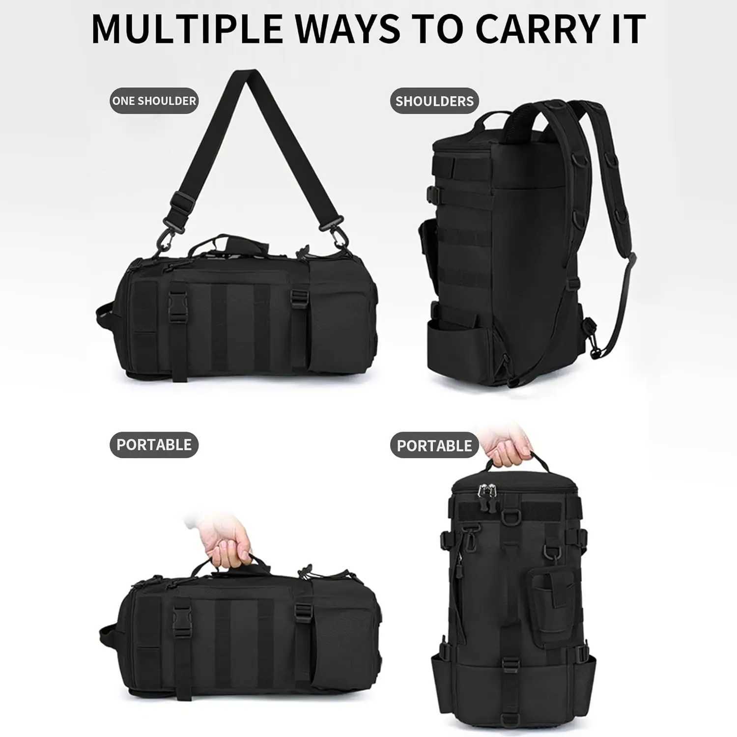 Tactical Fishing Backpack Tackle Bag with Rod Holders Fish Equipment Storage Molle Camping Hiking Outdoor Multifunctional Bag Z250411