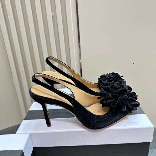 Pointed flower toe sandals women's fashion suede temperament after 2025, with a single strap and high heels