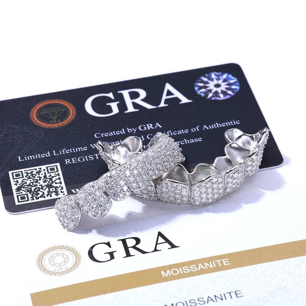 Customized Grilz Body Jewelry Top and Bottom 925 Silver Vvs Moissanite Diamond Teeth Grilz 14k 18k True Gold Plated W250412