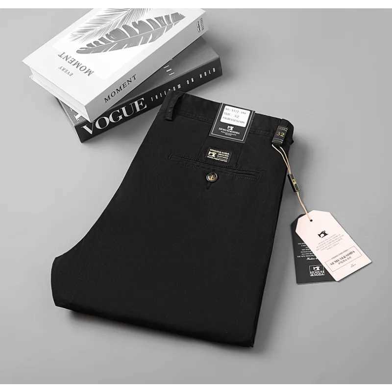 Smart Black Pants Mens Clothing Business Office Cotton Straight Set Mens Trouser Casual Flat 2023 Spring/Summer New Collection W250411