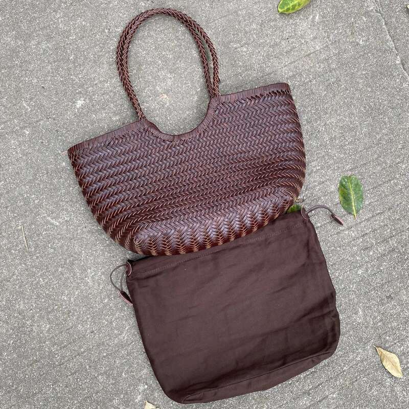 Genuine Leather Weave Tote Bags For Women Designer Handbag Purses 2025 New In Cowhide With Inner Pocket Underarm Shoulder