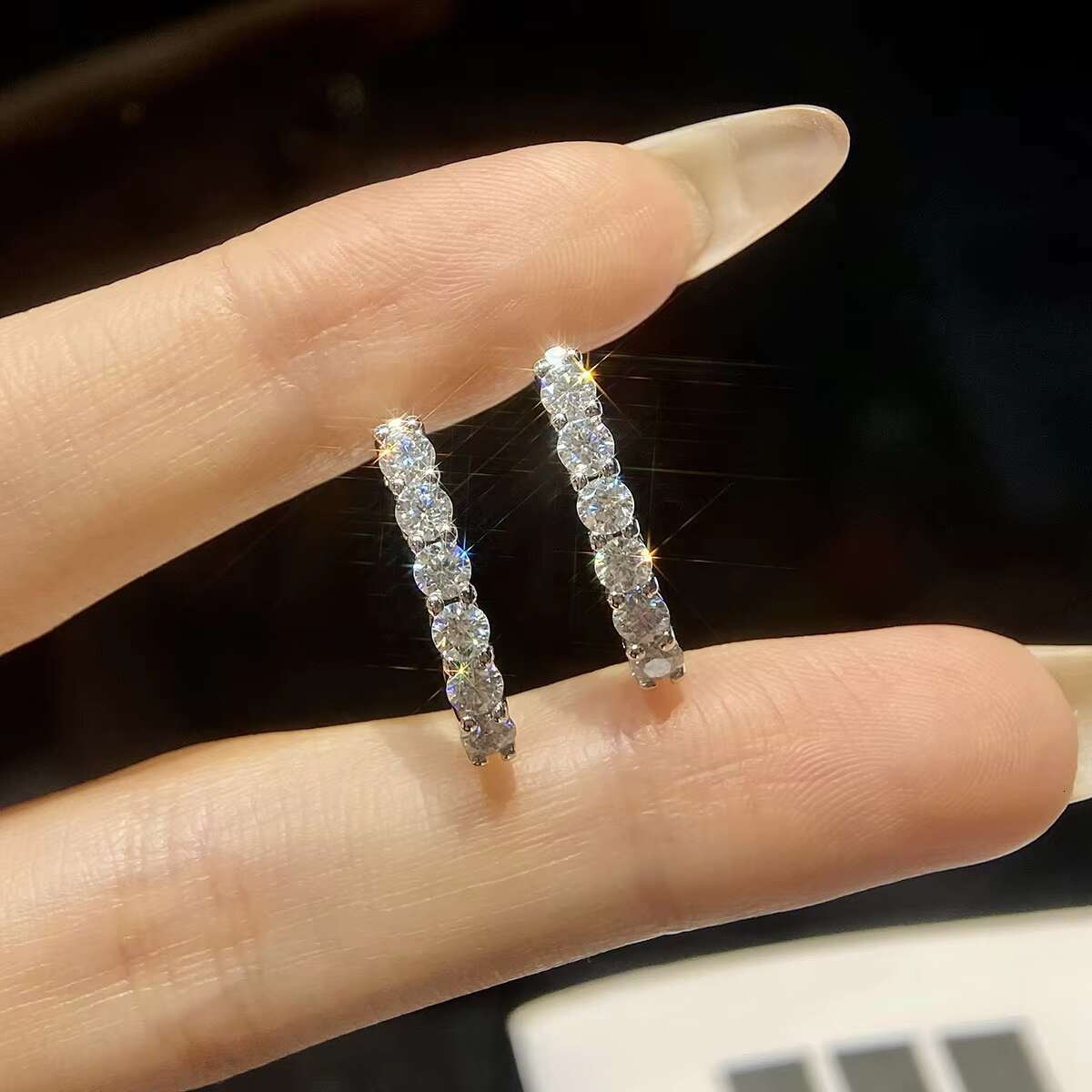 Real Wedding Diamond Moissanite Earrings for Women With GRA Certificate 925 Sterling Silver Huggie Hoop Earring Jewelry