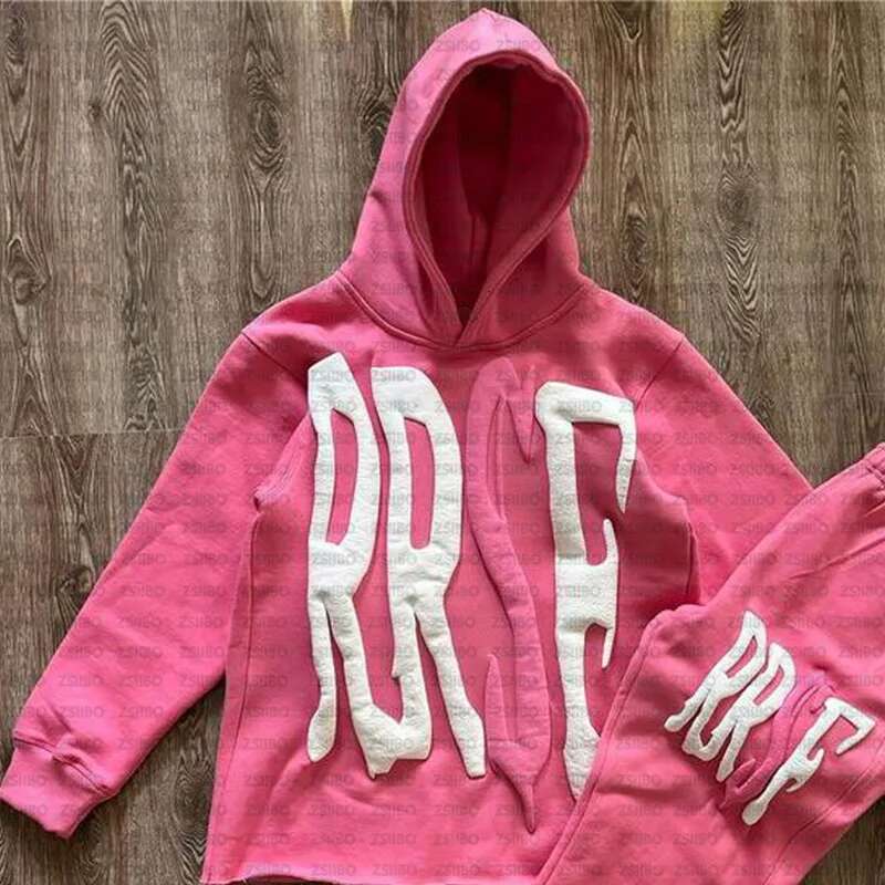 Letter Foam Printed Oversized Hoodie American Streetwear Retro Trendy Brand Fashion Loose Pullover Sweatshirt Women Clothing