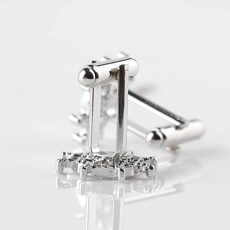 Silver striped cufflinks high-quality luxury mens cufflinks personalized captain French mens shirt cufflinksT250412