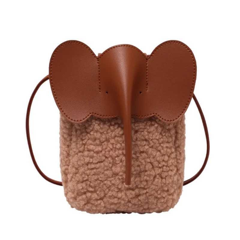 Luxury new womens shoulder bag brand handbag plush fur cross body bag designer elephant mobile shoulder bag womens shopping bagXJ250412