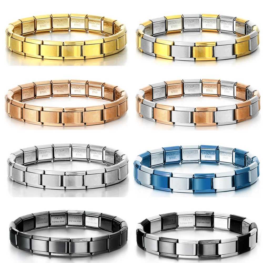 2025 Trendy 9mm Width Italian Charm Link Elastic Bracelet Fashion Stainless Steel Bangle Chain on Hand Factory DIY MakingC250411