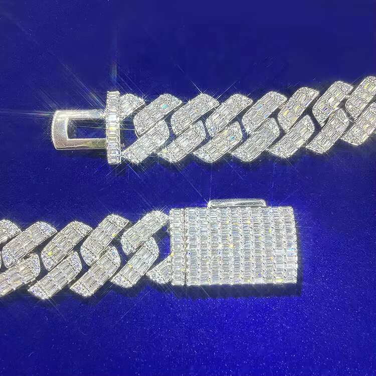 Luxury Heavy 19mm Wide Baguette Moissanite with GRA Certificate Cuban Link Chain