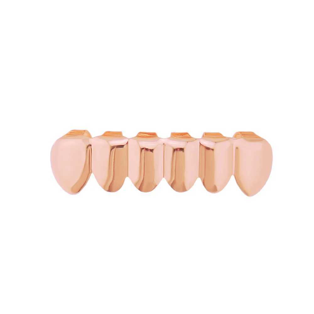 18K Hip Hop Smooth Rose Gold Teeth Gun Black Smooth Teeth Decoration Hip Hop Pop Jewelry W250412
