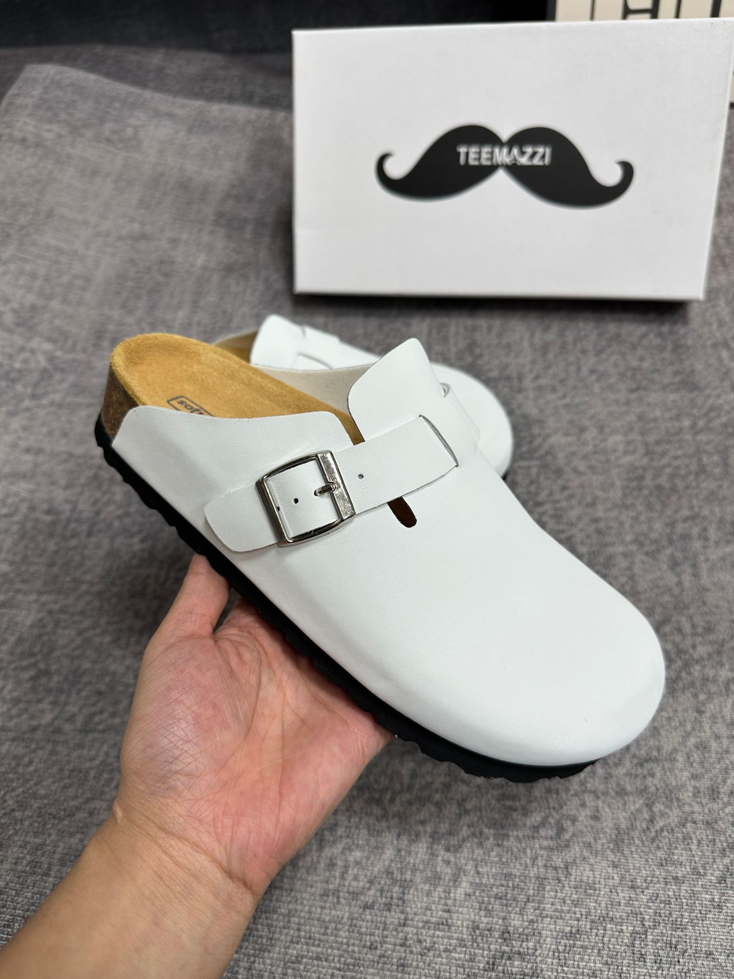 TEEMAZZI designer shoes genuine leather cork sole high quality casual shoes outdoor indoor versatile slippers for men and woman size 35-46