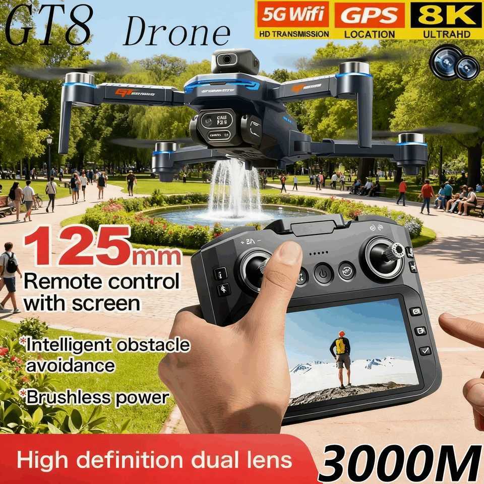 GT8 4K Professional Drone 8K Camera Aerial FPV Bles Motor Avoiding Obstacle with Large Sn Remote Control Folding RC Dron H251112