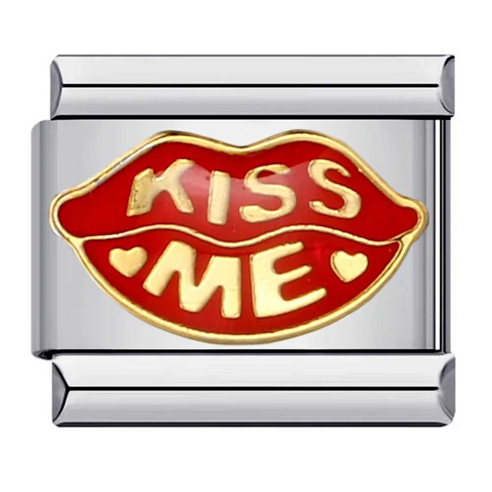 Y2K Sexy Lady ItalianCharmBracelet Stainless Steel ElasticLinkChain Kiss Lipstick High Heels Diy Making Jewelry AccessoriesC250411