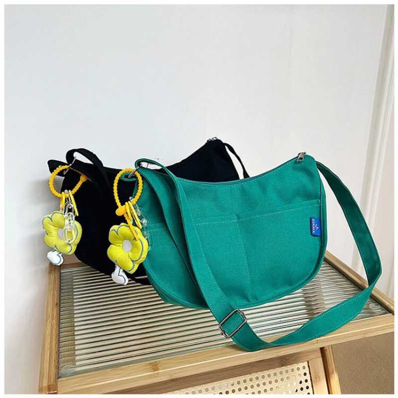 Womens Fashion Lightweight Shopping Diagonal Shoulder Small Bag Korean Edition Simple and Versatile Pop Art Campus Canvas BagsT2511112