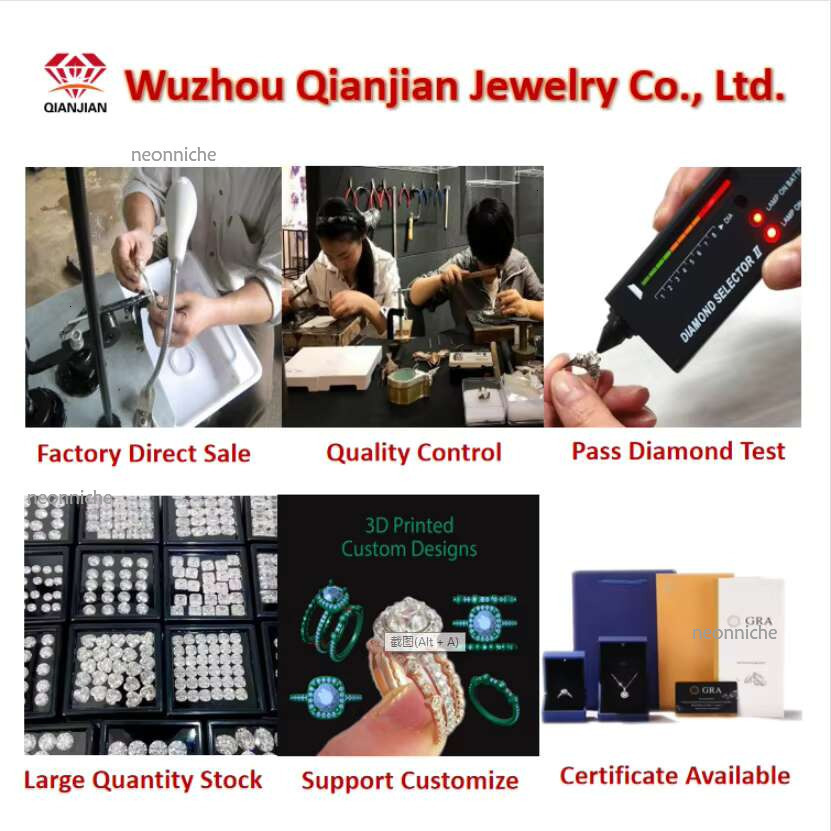 Qianjian Jewelry Classic Gold Plated Sterg Sier VVS Moissanite Dia Earrings