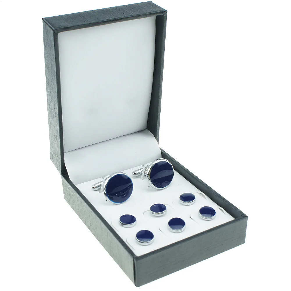 Mens Cufflinks High Quality Set Evening Dress Stud Shirt Cufflinks Set with Button 8-Piece Set with Box Stud 250409