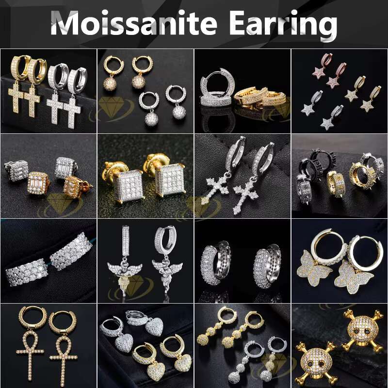 Elegant Fashion Jewelry Gold Earrings 10k 14k 18k Women Simple Luxury 925 Silver 4 Prong VVS1 Moissanite Diamond Stud Earrings