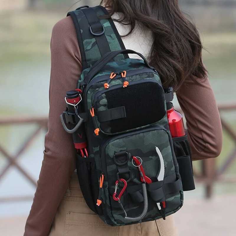 New Lure Box Gear Storage Bag Fishing Tackle Backpack Fanny Pack for Men Fly Fishing Backpack with Rod Holder Sling Shoulder Bag Z250411