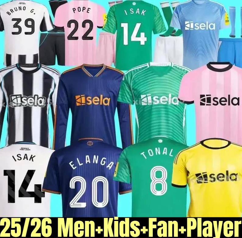 Newcastled United 25 26 TONALI NEWCASTL E soccer jerseys BLACK Kids BARNES BRUNO G. Gordon ISAK Football Shirt Home Away Botman fans