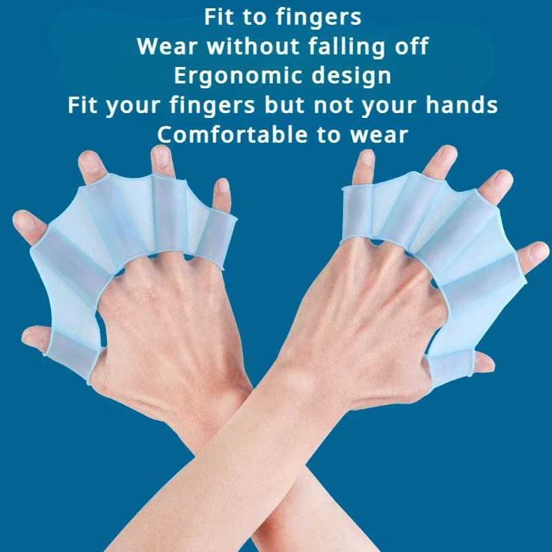 Silicone swimming fin flip cover mens childrens swimming pool sports professional training finger hand net gloves paddle equipmentY250412C