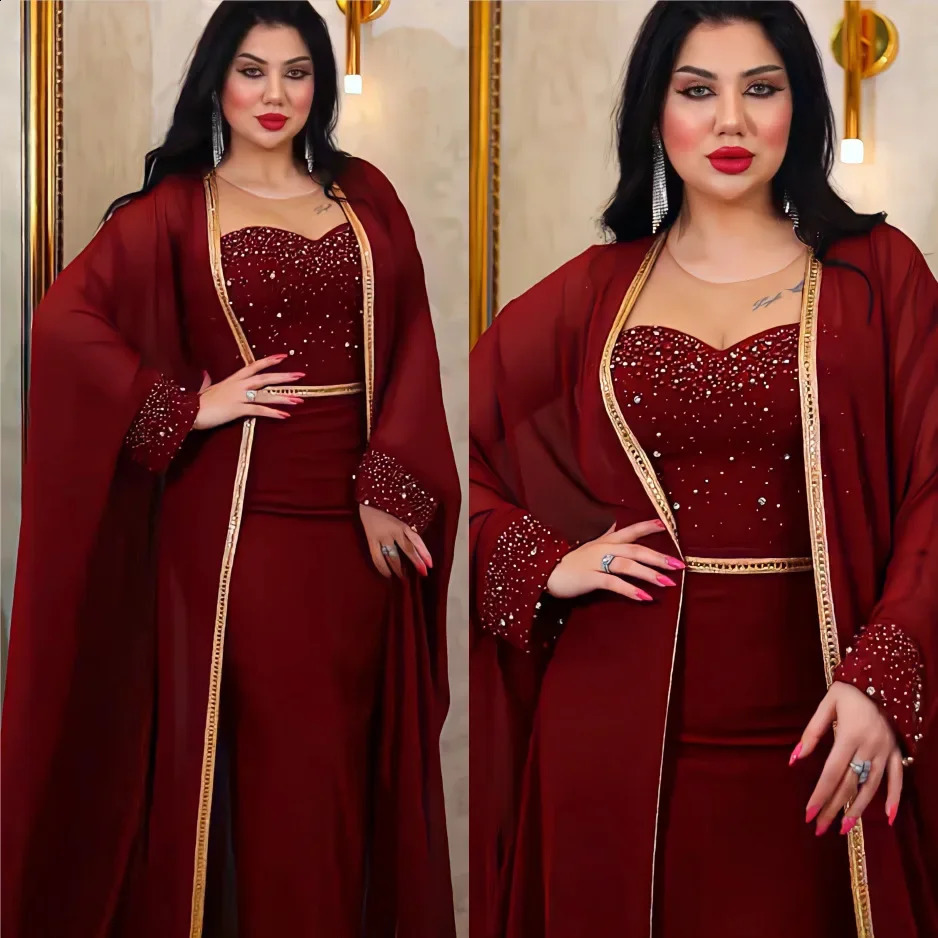 Muslim Womens Clothing Abaya Dubai Kaftan Maxi Dress y 2piece Set Party Evening 250411