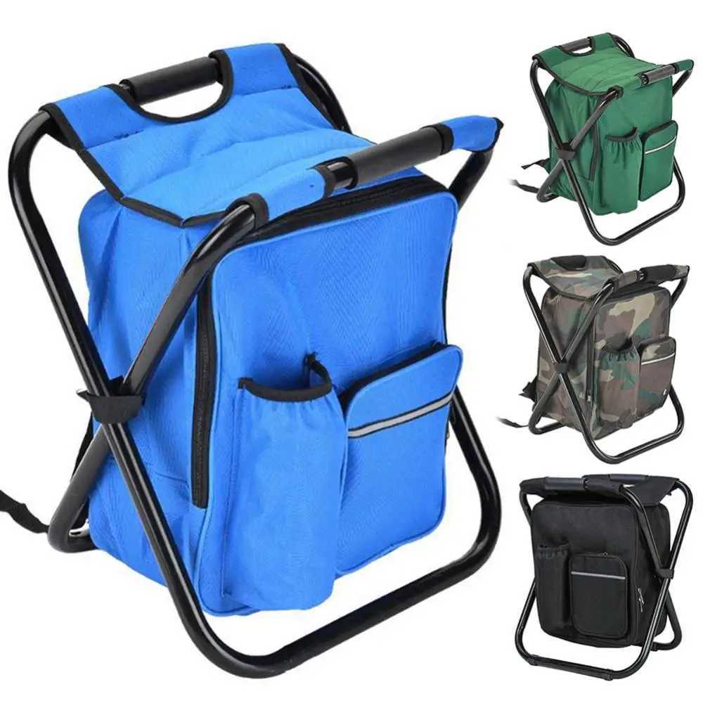 Hot Sale Folding Camping Fishing Chair Stool Portable Backpack Cooler Hiking Picnic Bag Hiking Camouflage Seat Table Bag Z250411