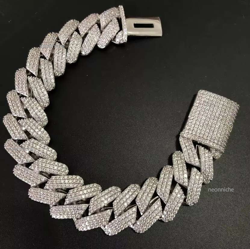 Sterg Sier VVS Dia Cuban Bracelet for Men Women 6mm 8mm 10mm 12mm White Gold GRA Moissanite Necklace