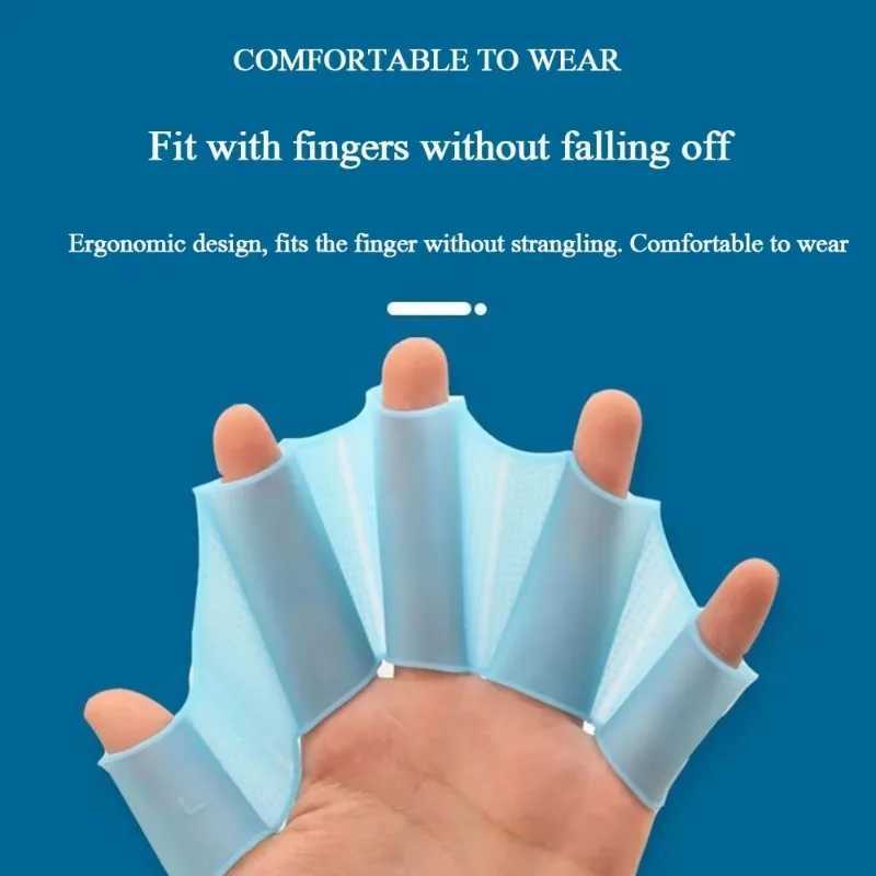 Silicone swimming finger flip mens childrens swimming pool sports professional training finger net diving glove accessoriesY250412