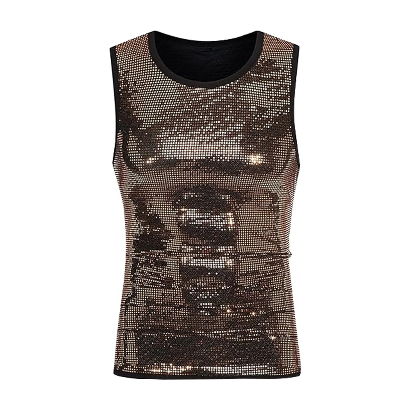 Stylish Sparkly Simple T Shirt Sleeveless Vest Stage Performance Clothing Summer Tank Tops Male T-Shirt Casual Vest Tank Top 250407