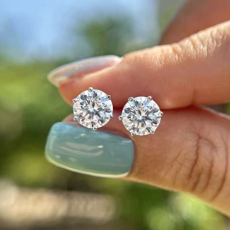 Real 0.5-1 Carat D Color Moissanite Stud Earrings for Women Top Quality 100% 925 Sterling Silver Sparkling Wedding Jewelry