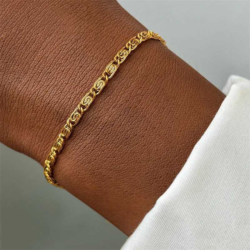 Men Stainless Steel Chain Bracelet for Women Hand Bangle Gold/Silver Color Foot Ankle Anklet Jewelry Accessories DIY GiftC250411